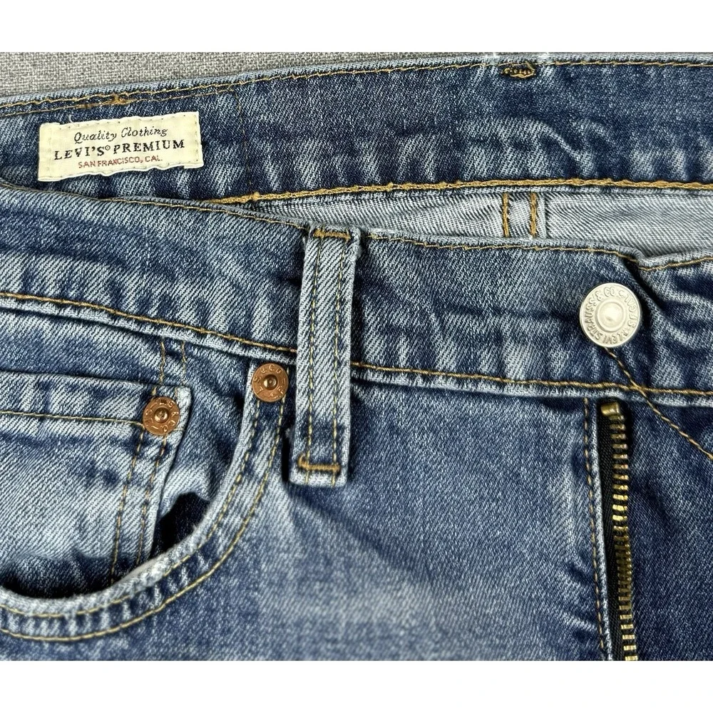 Levi's 527 Slim Boot Jeans Men's 32x32 Blue Distressed Paint Wash Denim